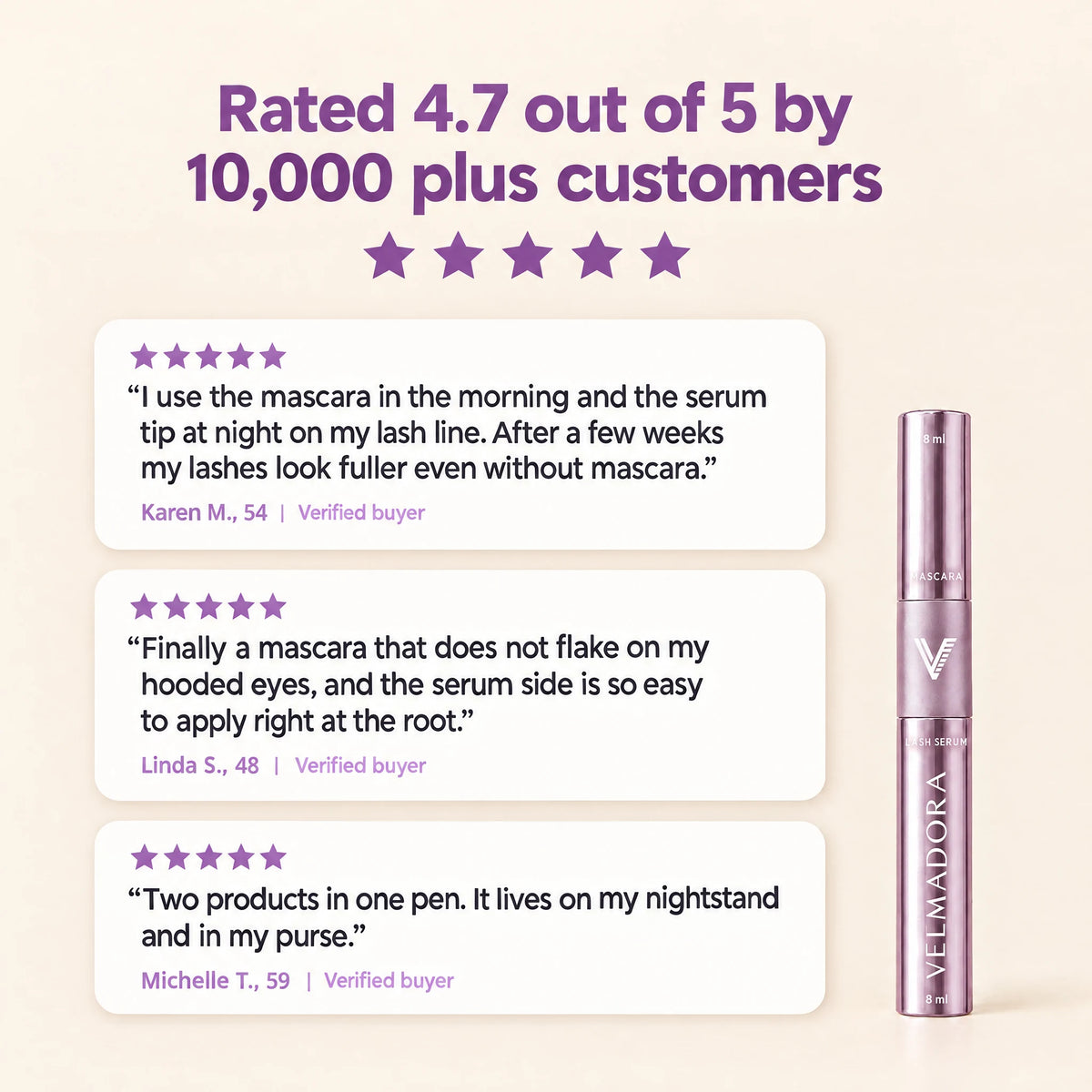 Customer reviews of the Velmadora Mascara + Lash Serum Duo Pen